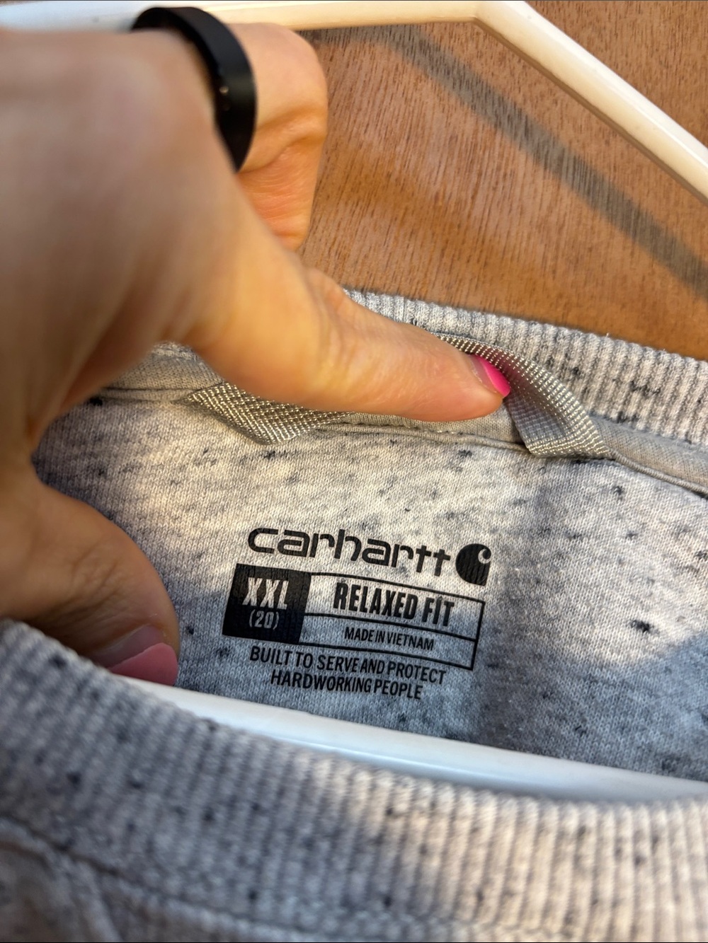 Carhartt Heather Gray Crewneck Sweatshirt with textured Sleeve Logo - Picture 2 of 11